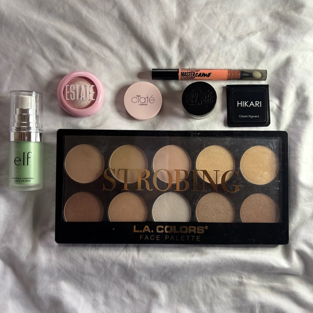 L.A. Colors Strobing Palette, Elf, Hikari, Estate, Kat Von D, Maybelline Lot